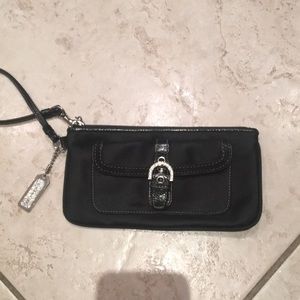 Satin Black coach Wristlet